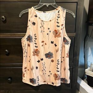 Floral Sleeveless Top - Cream and Orange